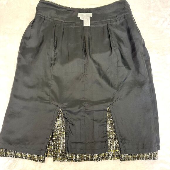 Eccoci Womens Green Black Tweed Double Slits Lined Knee-Length Pencil Skirt Sz 6 - Picture 10 of 10